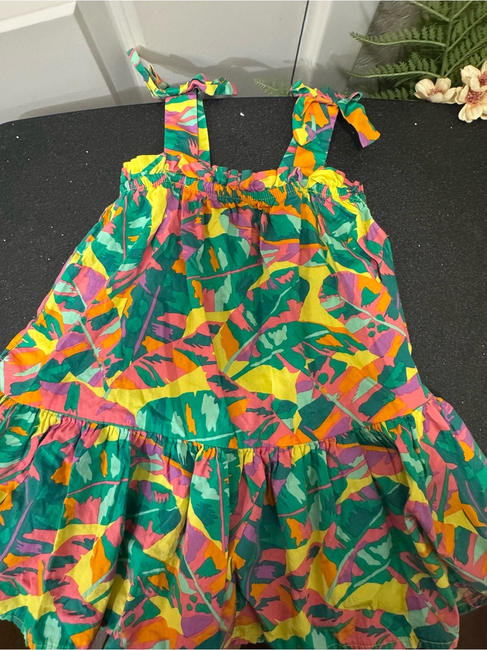 Girls Bright Tropical Print Sundress - Multi